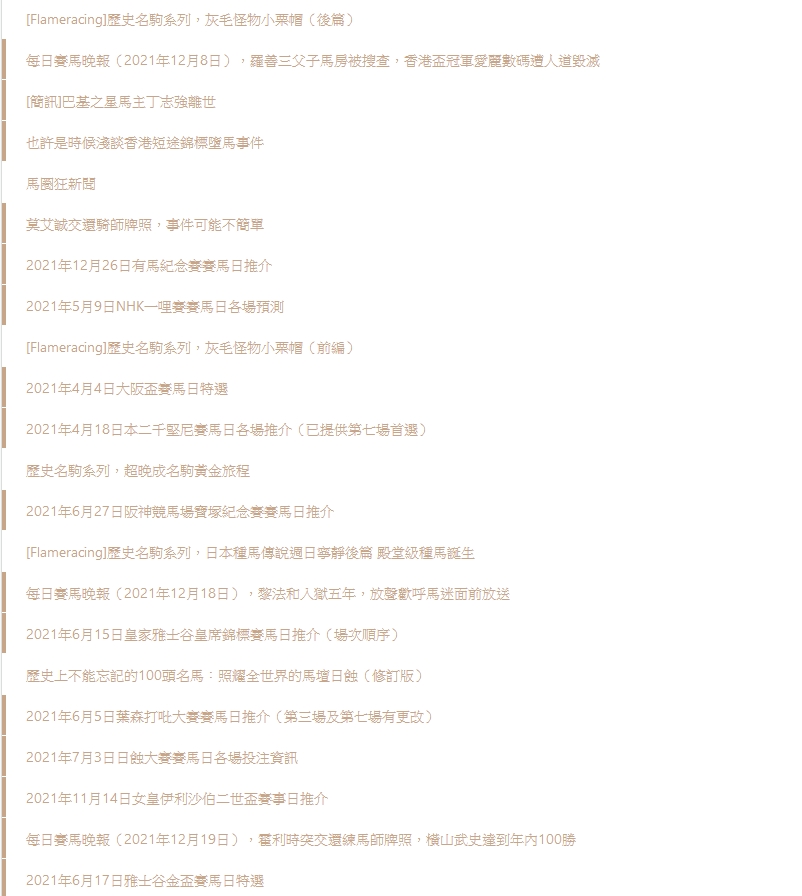 Flameracing2021年文章統計排名